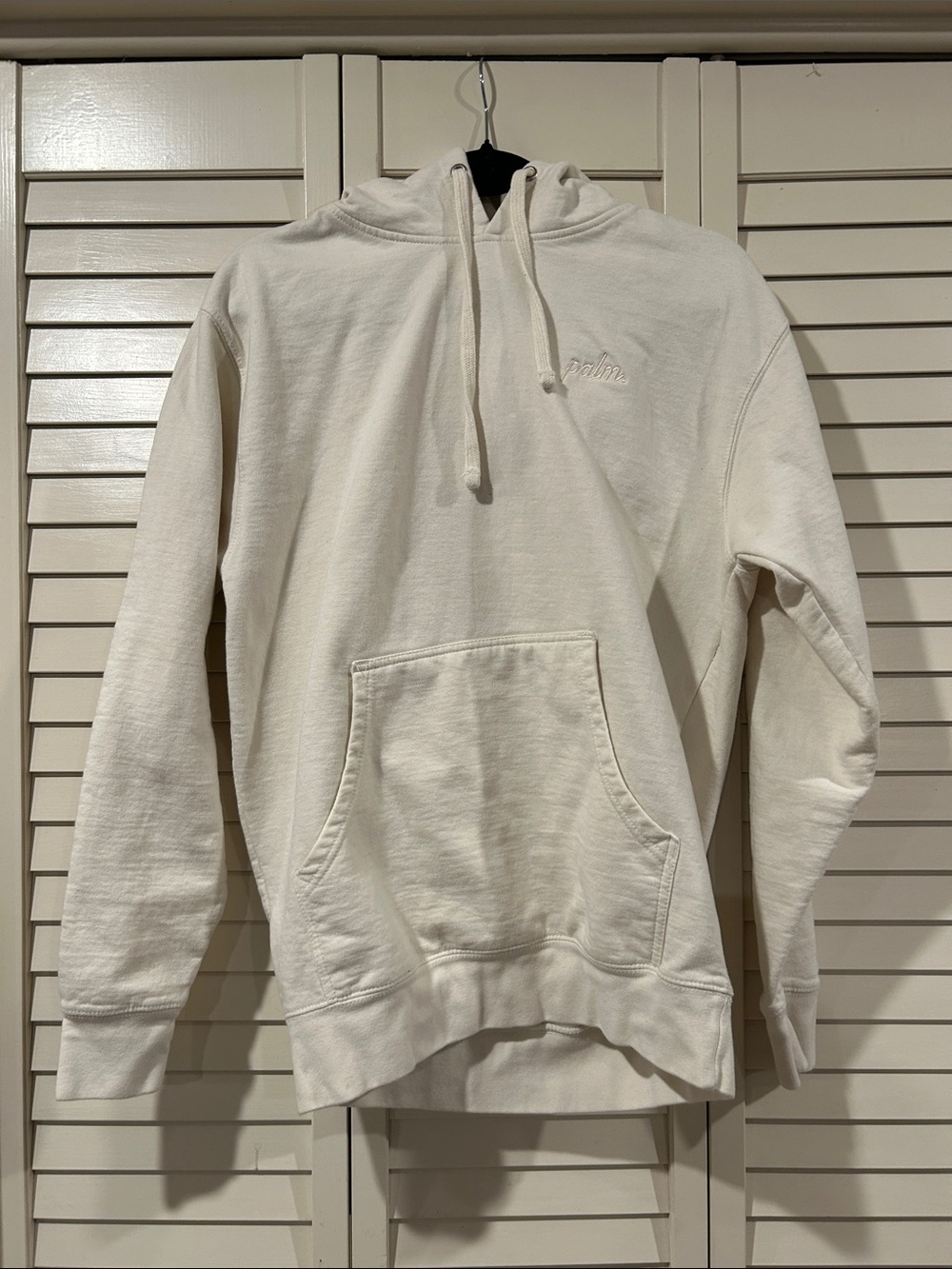 Palm Script Logo Cream Hoodie - Men's Pullover Hoodie Size M